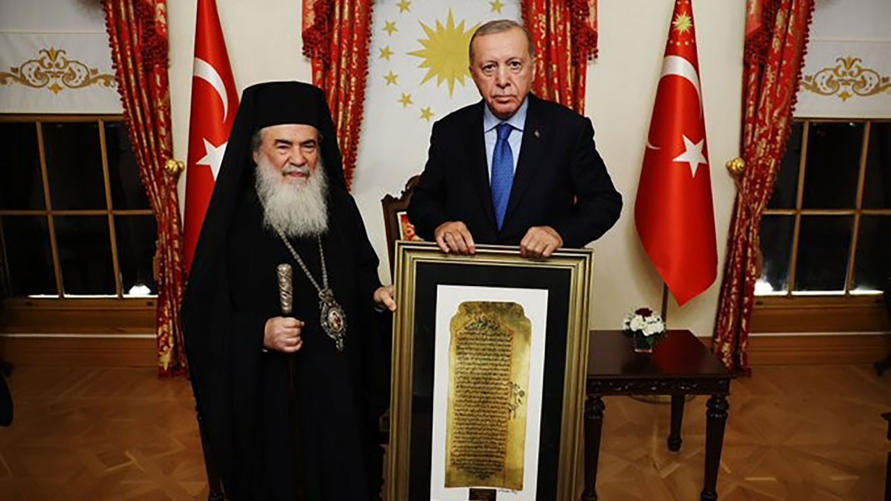 Erdoğan, Kudüs Rum Ortodoks Kilisesi Patriği 3’üncü Teofilos’u kabul etti